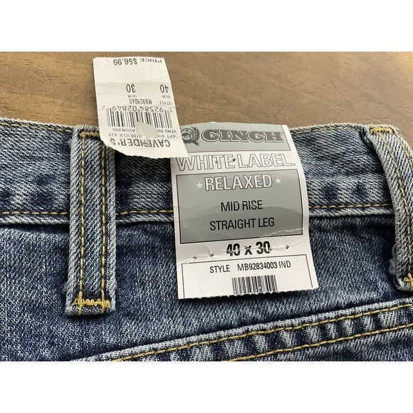 Cinch White Label Mid Rise Straight Leg Jeans Mens Size 40x30 Western Cowboy NWT - Picture 10 of 14